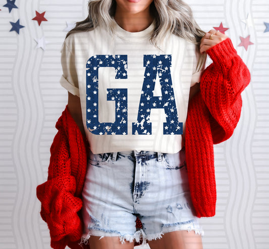 GA BLUE WITH STARS & DISTRESSED