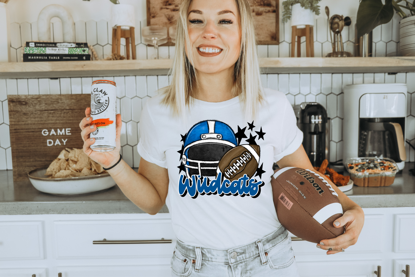 Blue Wildcats Helmet Football