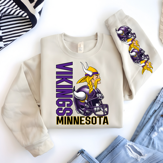 Minnesota Vikings Helmet And Logo-Sleeve