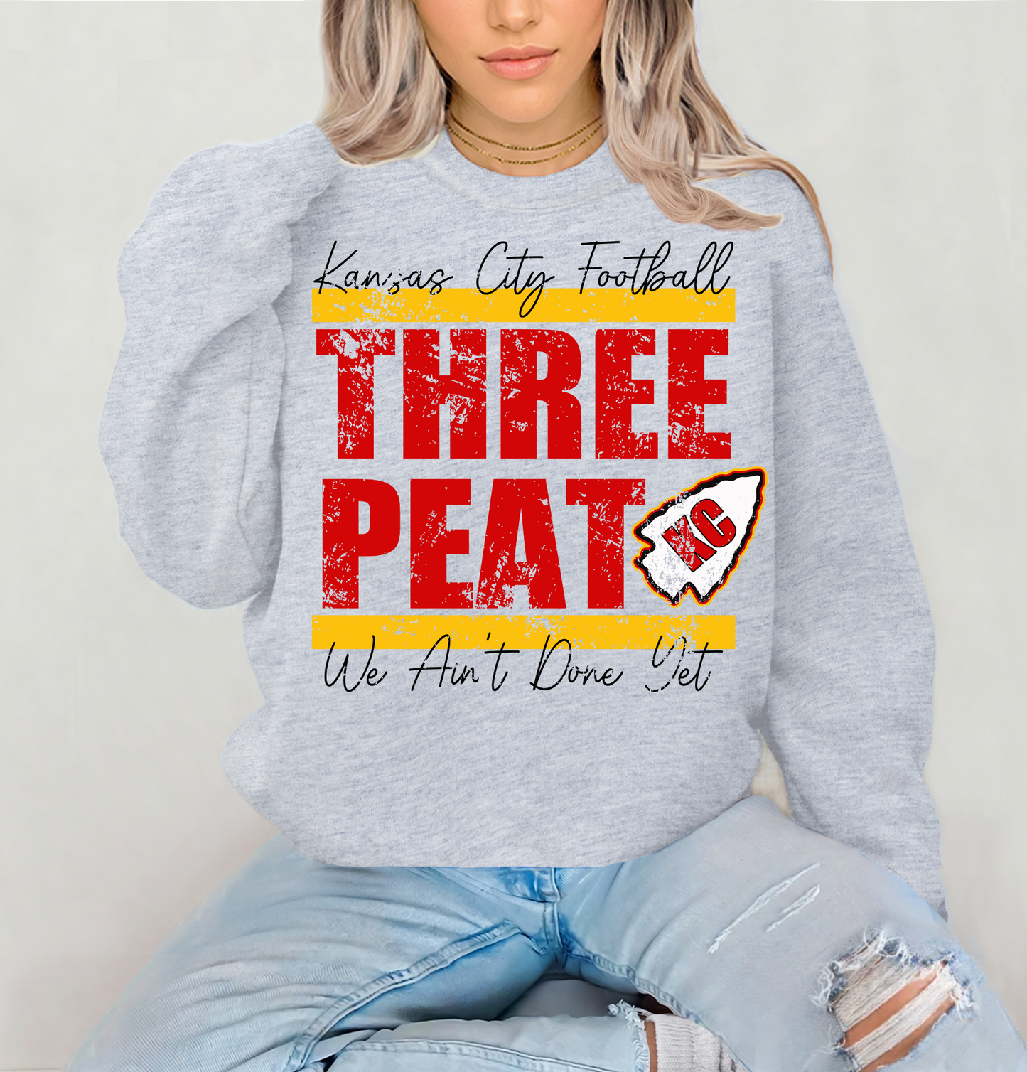 Kansa City Football Three Peat We Ain't Done Yet Logo