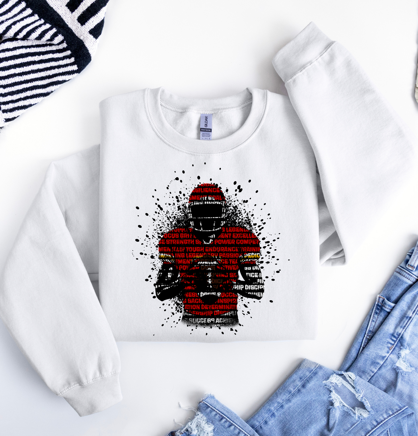Football Player Red And Yellow Black Splatter