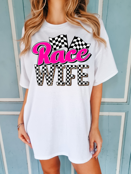 Pink Race Wife Flag Checkered