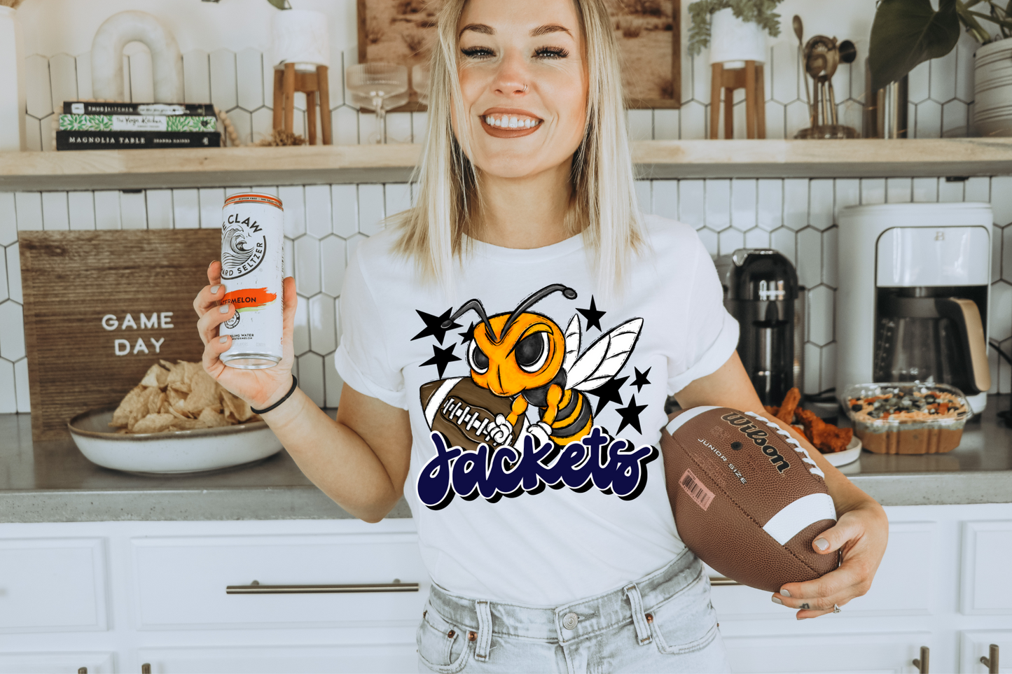 Jackets with mascot- dark blue letters