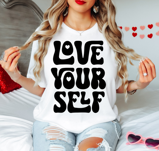 Love Your Self Black Heart Letters