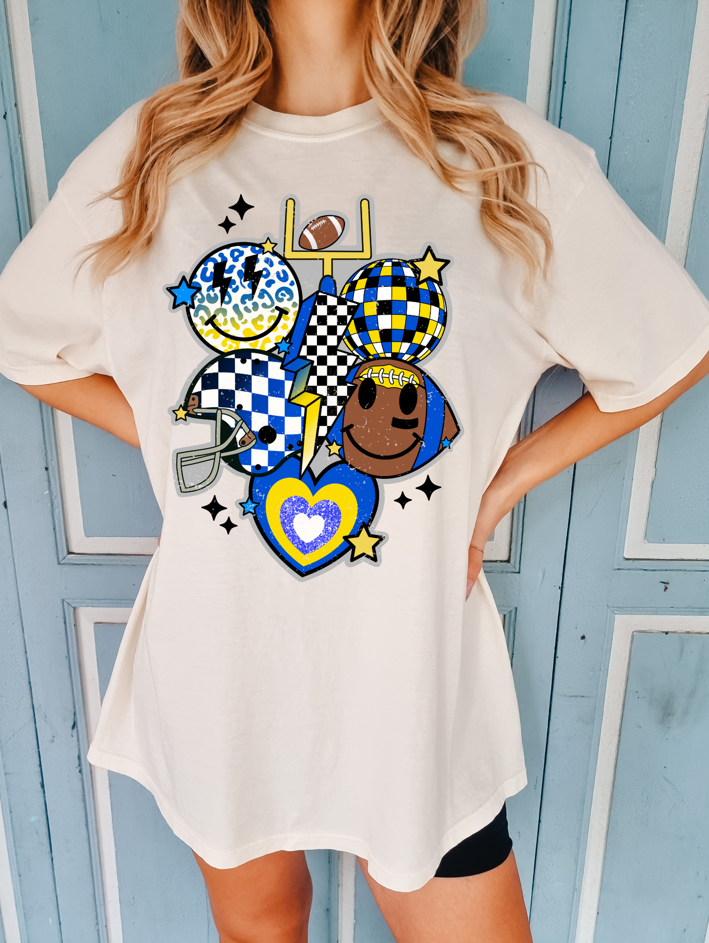 Blue and yellow football collage