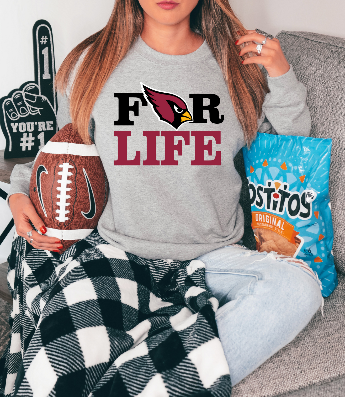 For life with Arizona cardinals as O - red/black letters