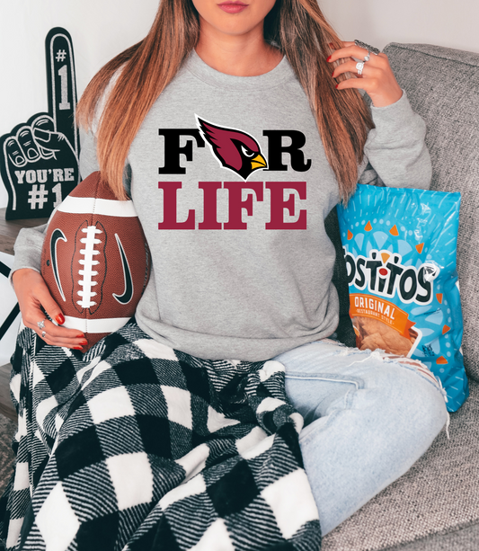For life with Arizona cardinals as O - red/black letters