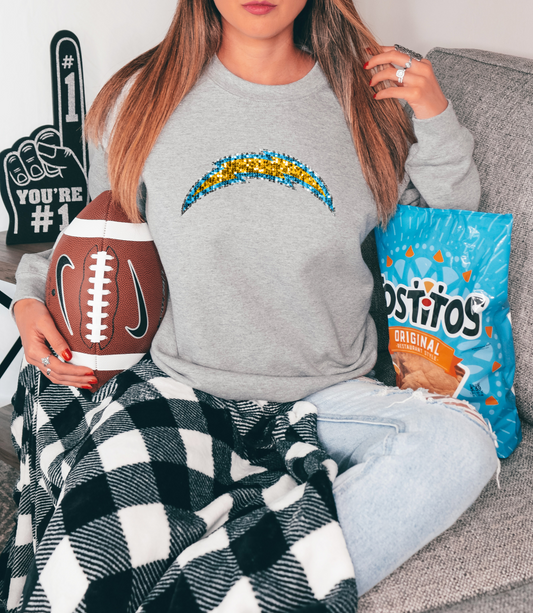 Las Angeles Chargers lightning bolt - faux sequin