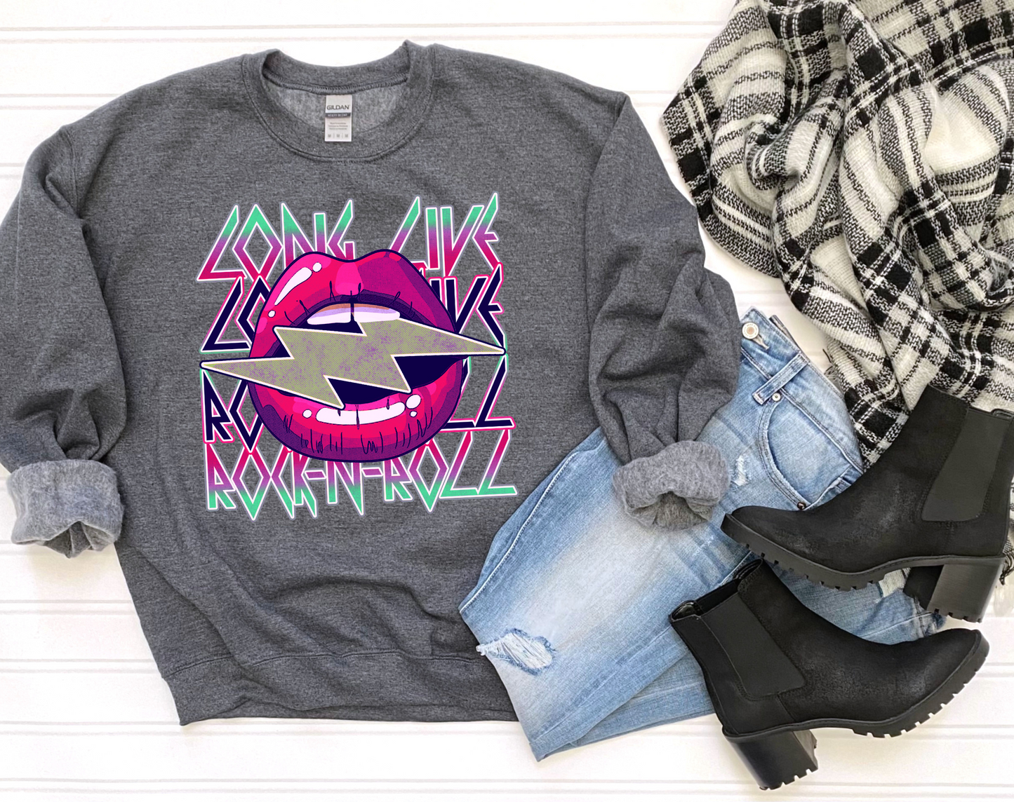 Long live rock n roll - blue/purple letters