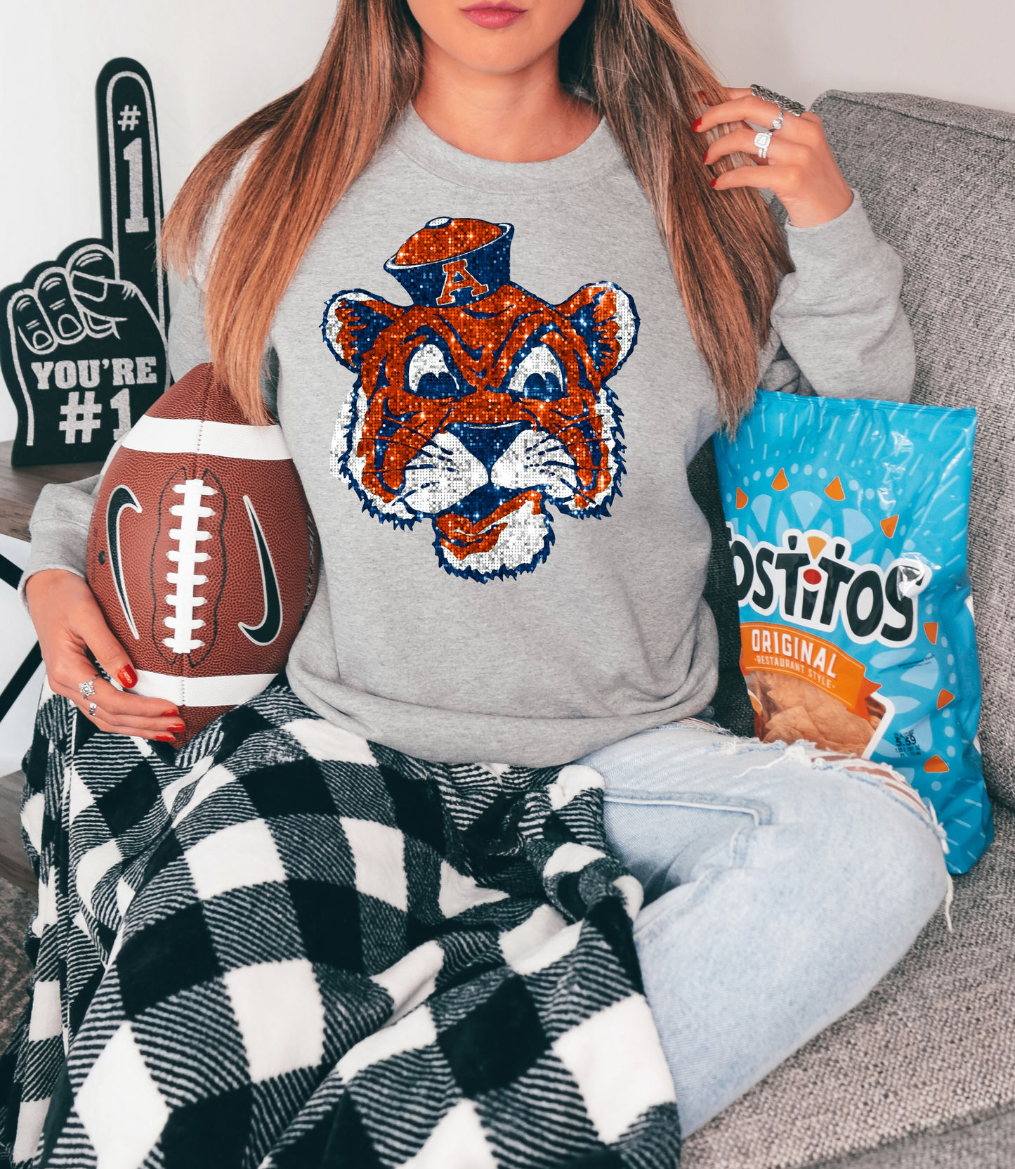 Auburn tiger - faux sequin
