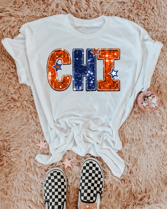 Chicago Bears Orange And Blue Glitter