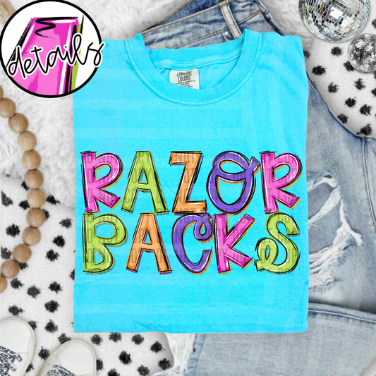 DOODLE COLORFUL RAZORBACKS