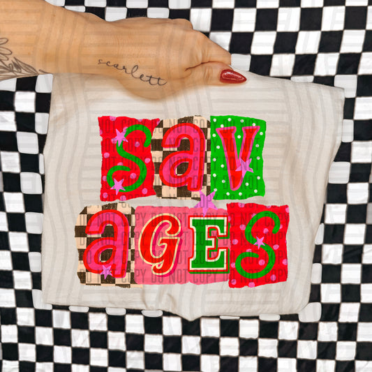 SAVAGES RED & GREEN CHECKERS