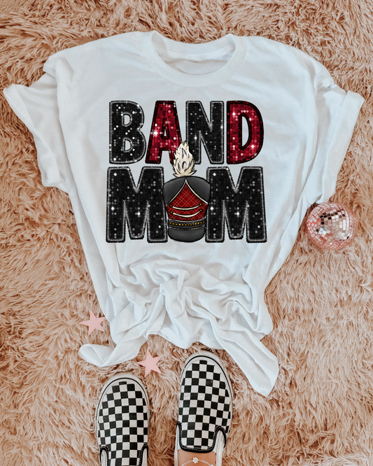 Band Mom Black And Red Glitter