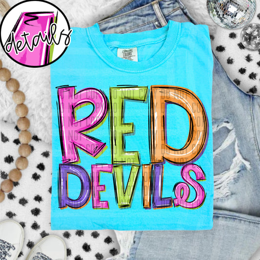 DOODLE COLORFUL RED DEVILS