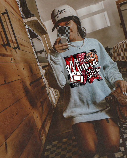 Basketball Mama Go Team (red/glitter)