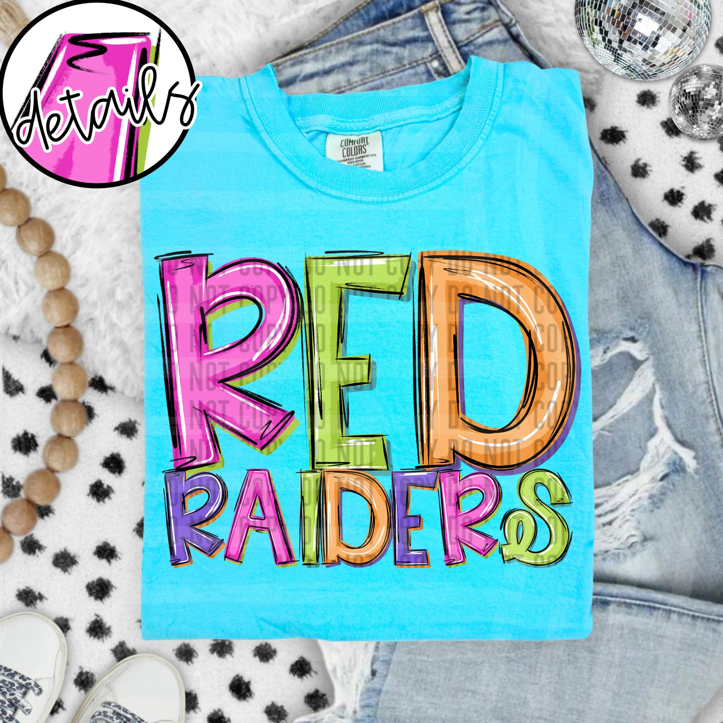 DOODLE COLORFUL RED RAIDERS
