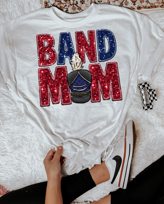 Band Mom Red And Blue Glitter