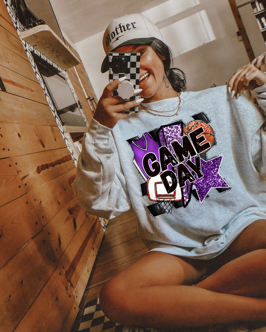 Game Day Basketball (purple glitter)