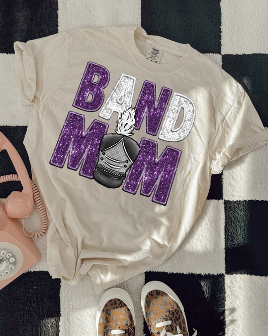 Band Mom Purple And White Glitter