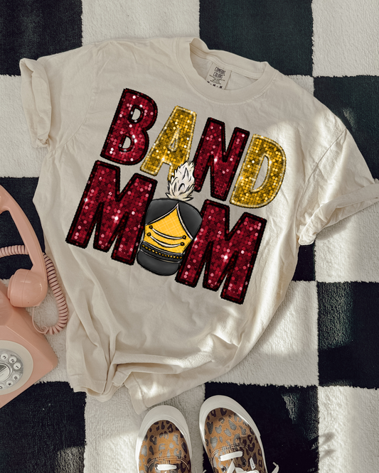 Band Mom Red And Yellow Glitter