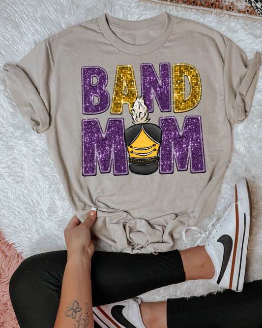 Band Mom Purple And Yellow Glitter
