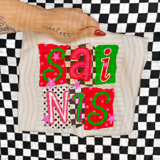 SAINTS RED & GREEN CHECKERS