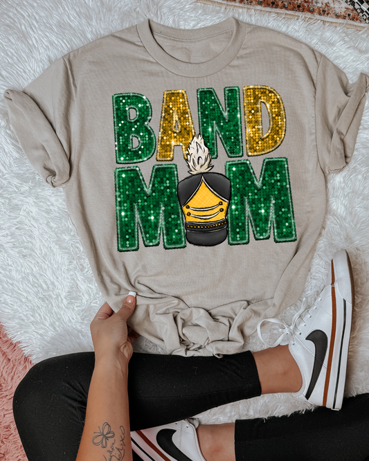 Band Mom Green And Yellow Glitter