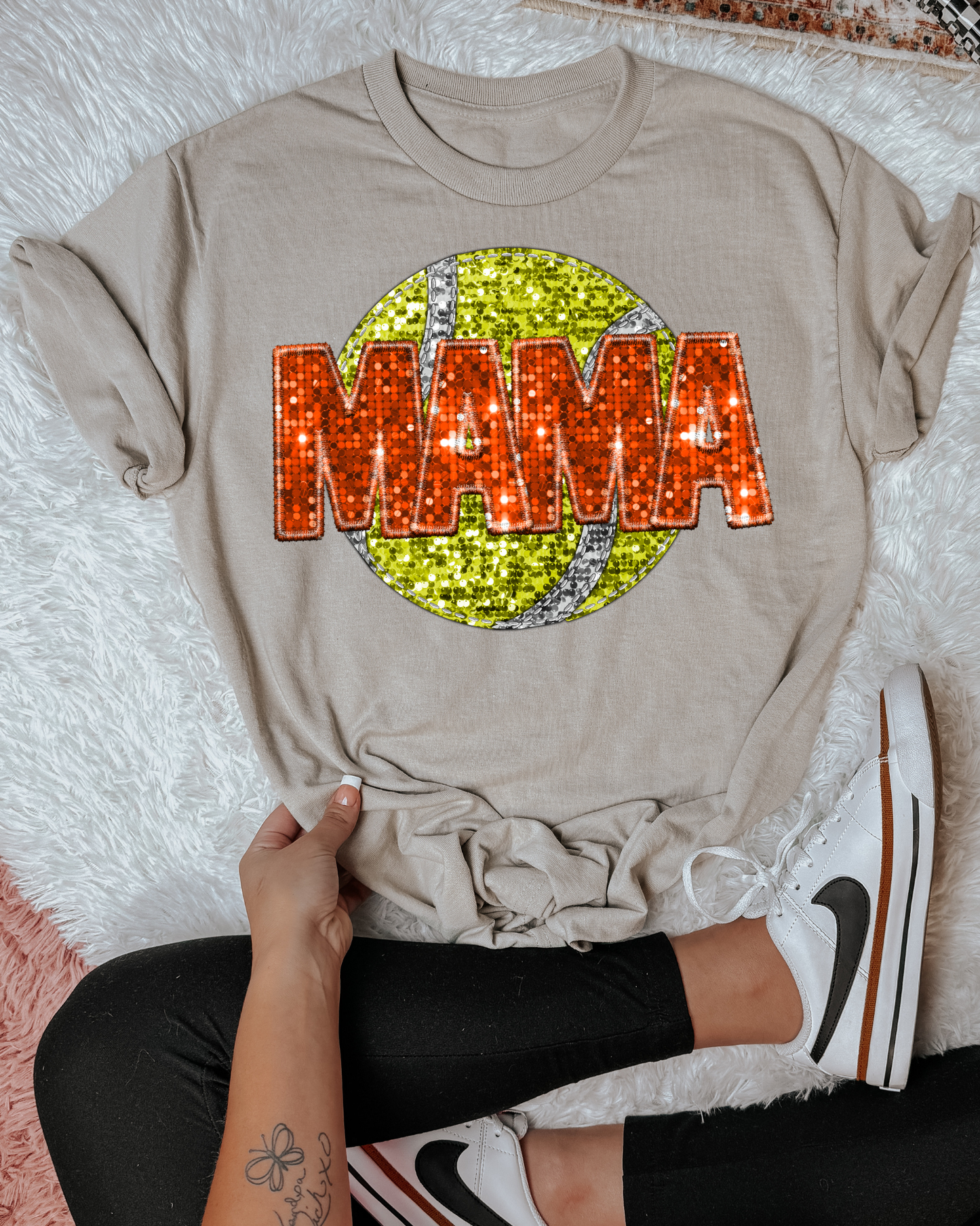 Softball Mama Orange Glitter