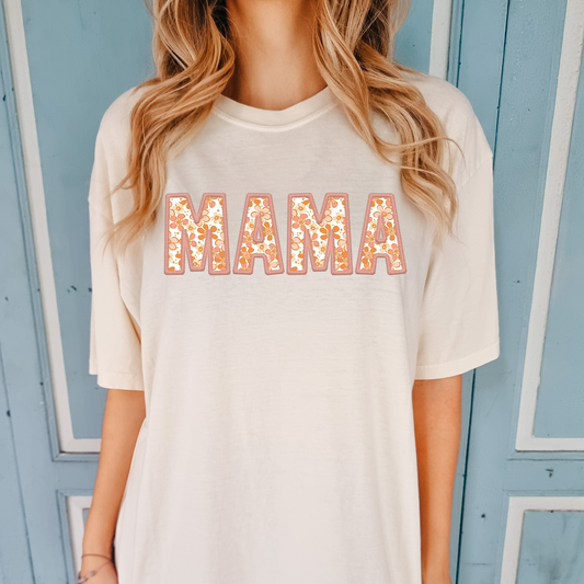 Mama- orange and pink flowers