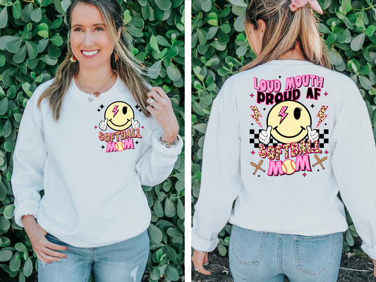 Loud mouth proud af softball mom - back