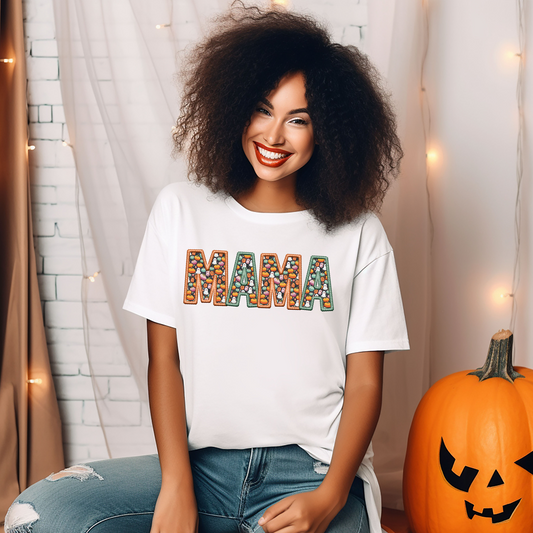 Mama- orange and green outline with pumpkins