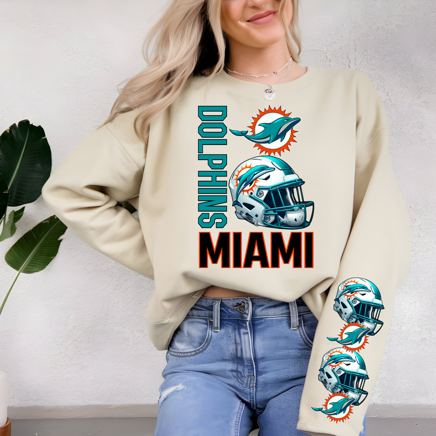 Miami Dolphins Helmet And Logo-Chest
