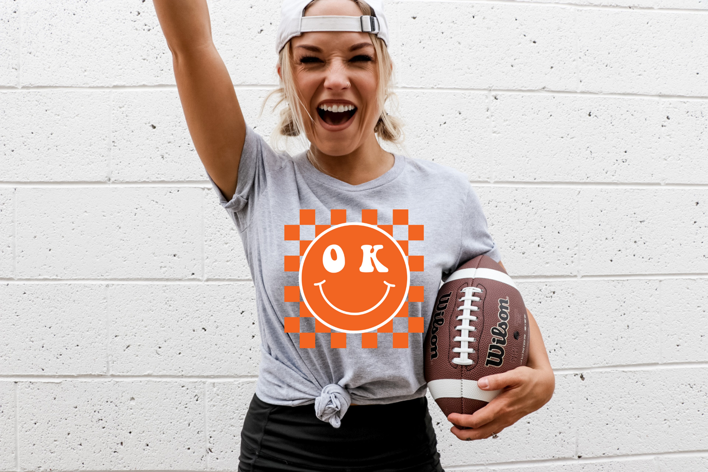 Oklahoma smiley- orange checkered