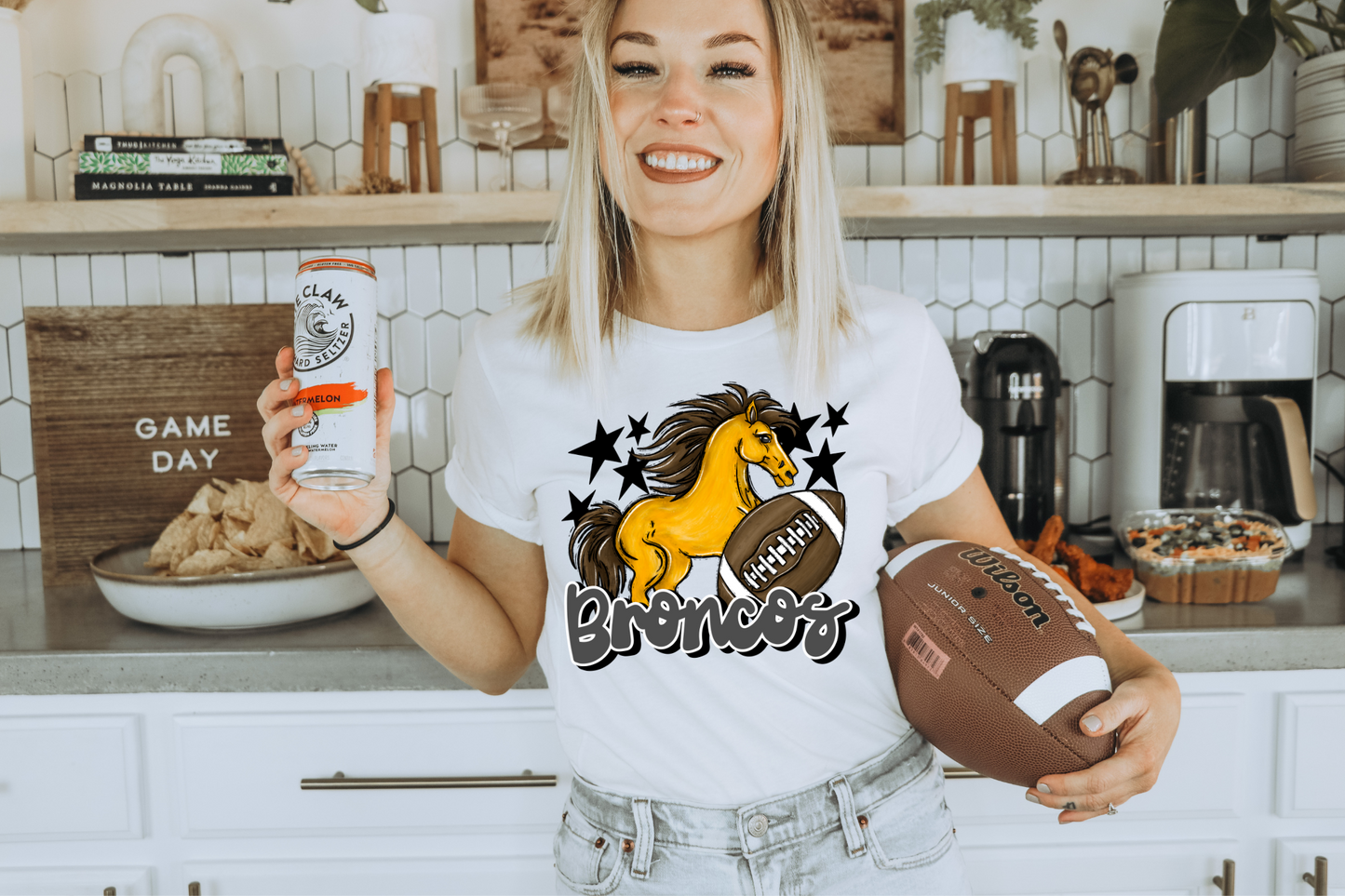 Broncos with mascot- grey letters
