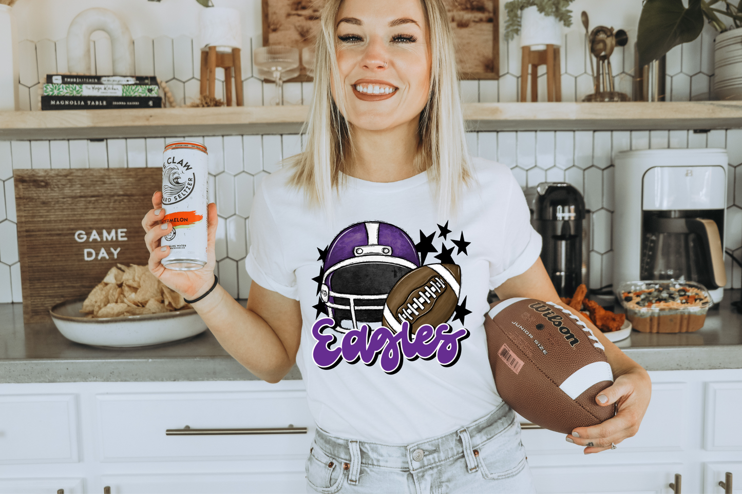 Eagles with helmet- purple letters & helmet