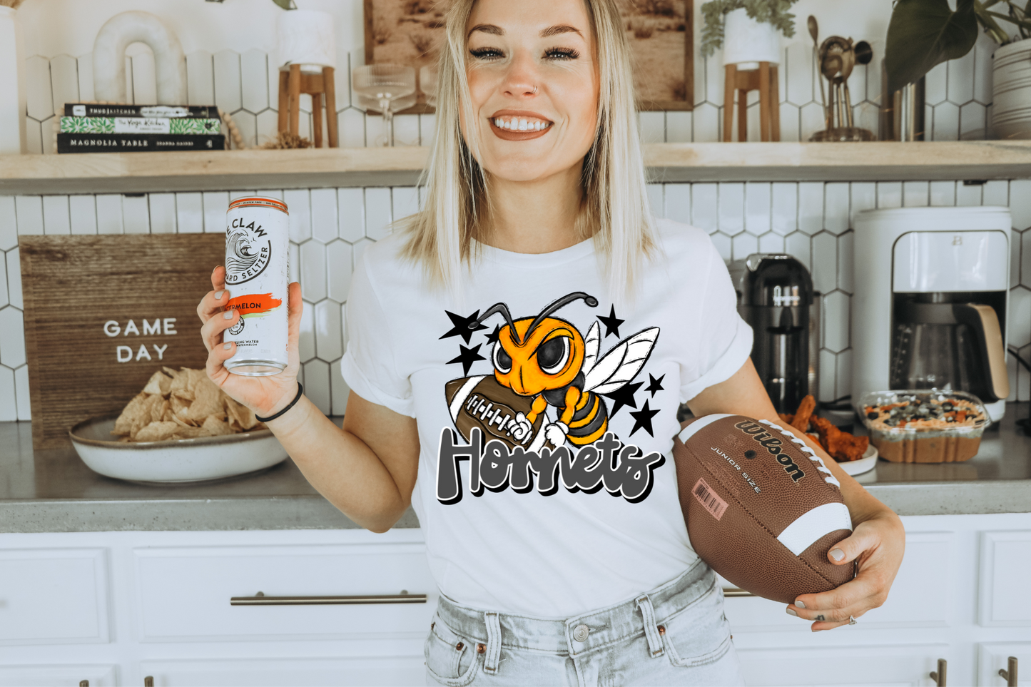Hornets with mascot- grey letters