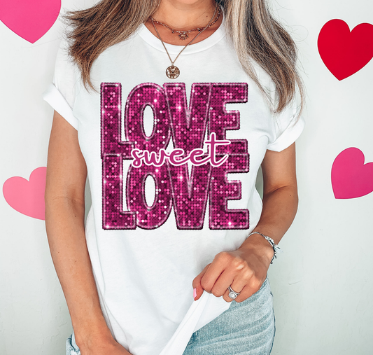 Love Sweet Love Pink Sparkling Letters