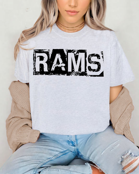 Rams Black And White Spray Paint Letters