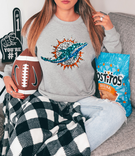 Miami Dolphins logo - faux sequin