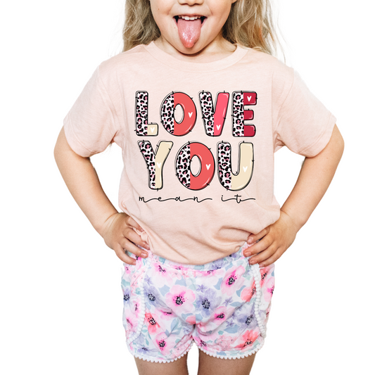 Love You Stacked Mean It Leopard Heart Letters- DTF Transfer