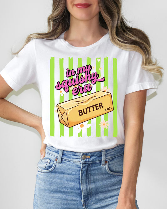 IN MY SQUISHY ERA BUTTER GREEN STRIPES AND FLOWERS