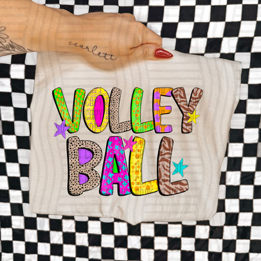VOLLEYBALL COLORFUL CHEETAH ZEBRA STARS