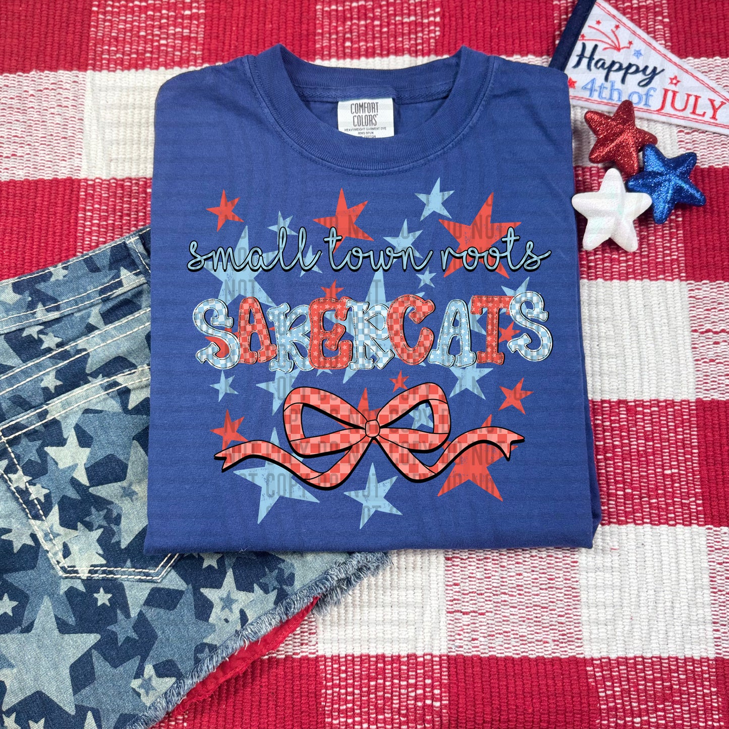 SMALL TOWN ROOTS SABERCATS RED WHITE & BLUE