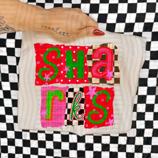 SHARKS RED & GREEN CHECKERS