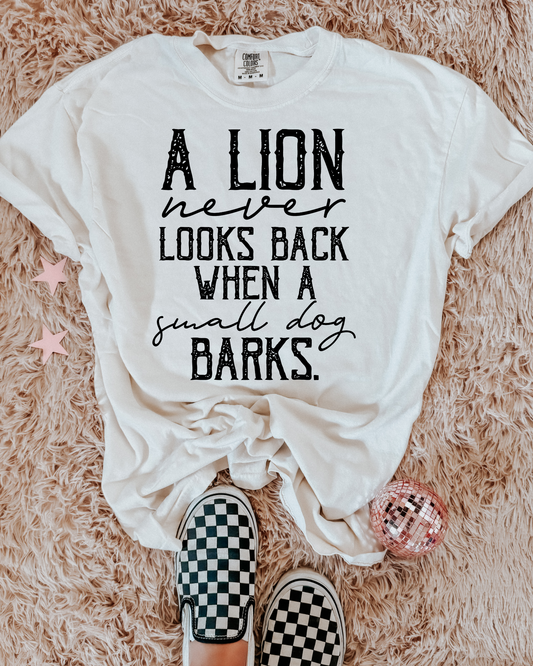 A lion never looks back when a small dog barks