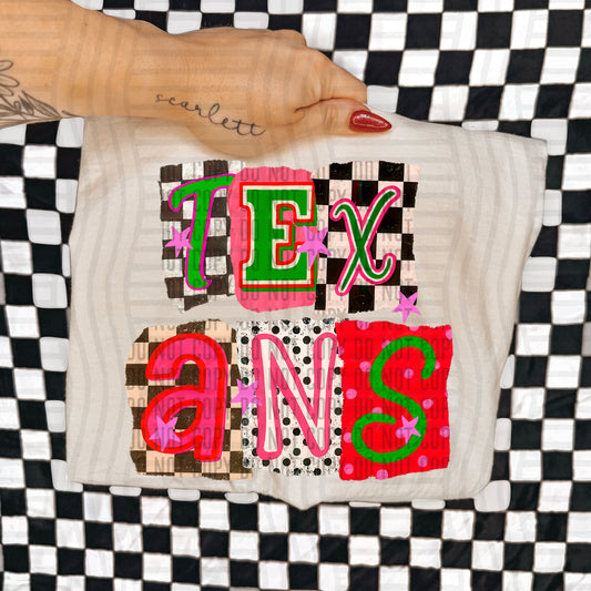TEXANS RED & GREEN CHECKERS