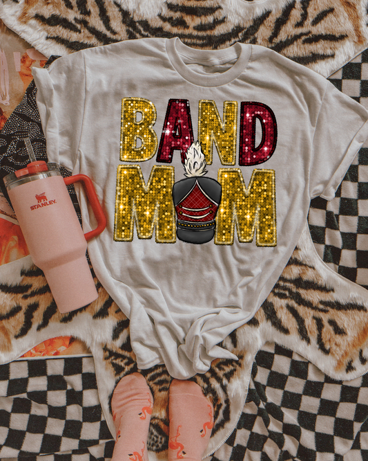 Band Mom Yellow And Red Glitter