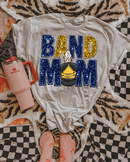 Band Mom Blue And Yellow Glitter
