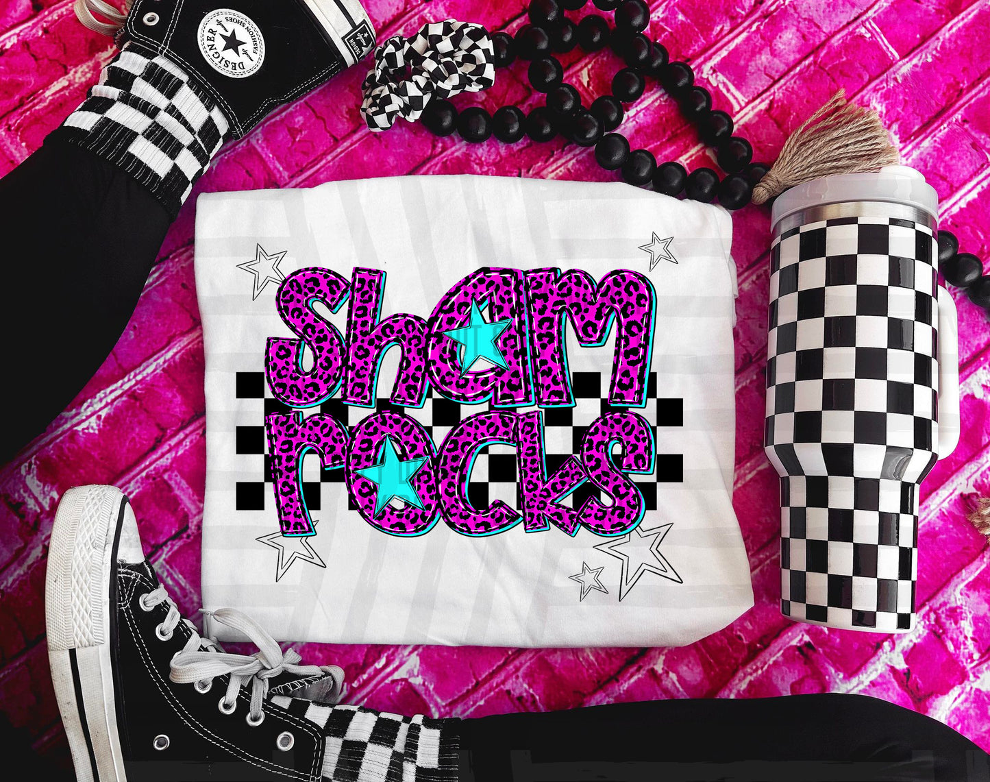 Shamrocks (pink neon leopard)